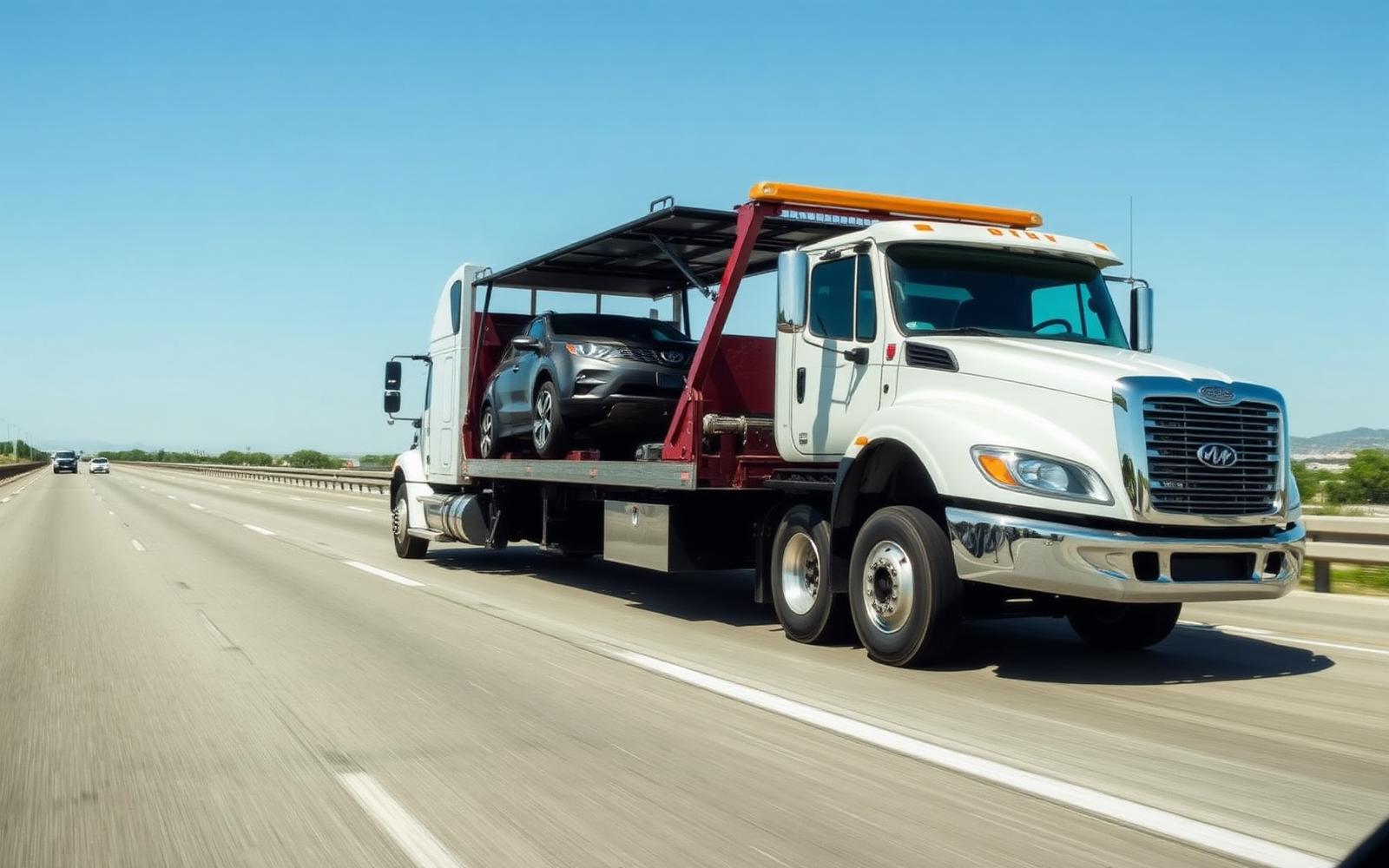 Vehicle towing truck on the road